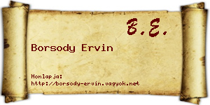 Borsody Ervin névjegykártya