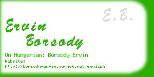 ervin borsody business card